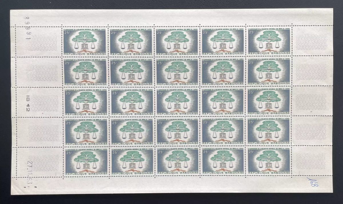 Gabon 1963 YT 168 sheet UNESCO Human Rights tree scale
