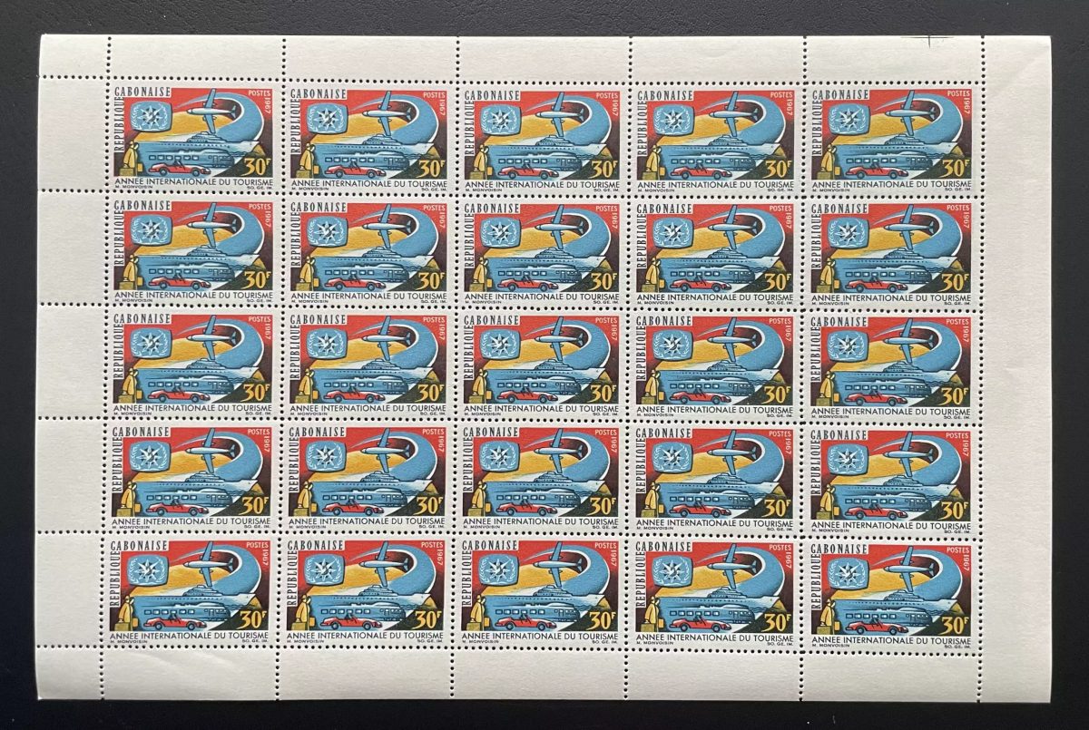 Gabon 1967 YT 211 planche Année internationale tourisme transport avion voiture