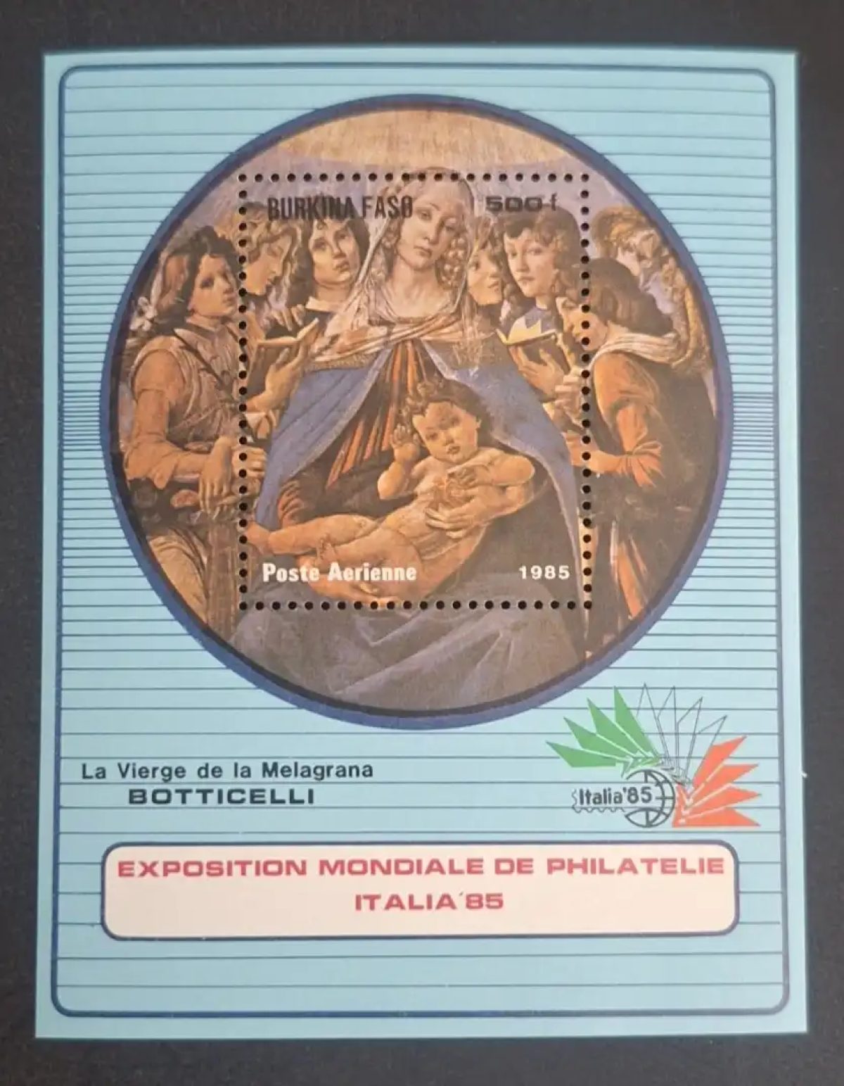 Burkina Faso 1985 Mi. Bl. 119 Botticelli Vierge Melagrana Italia 85