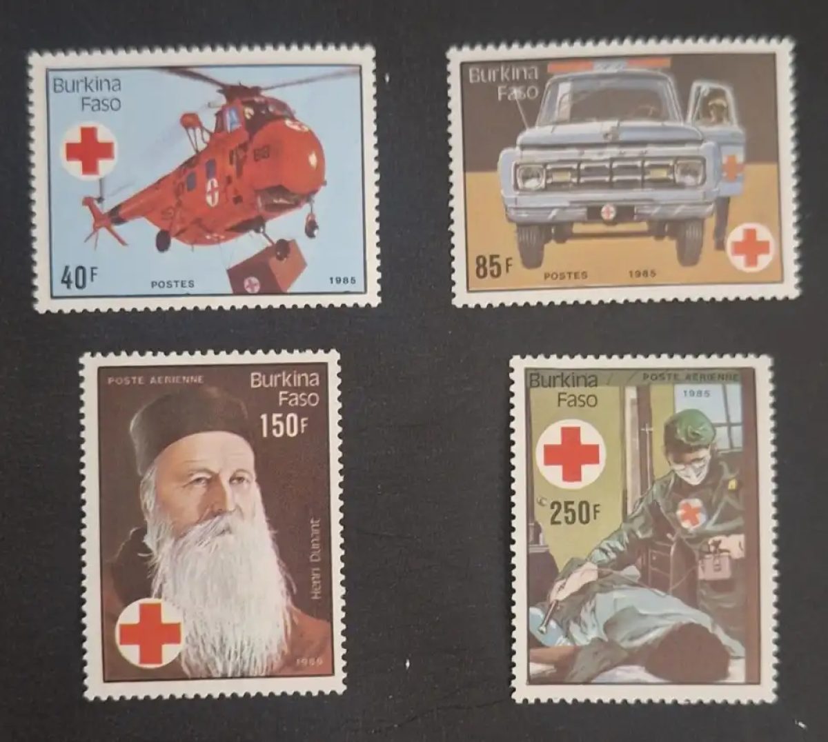 Burkina Faso 1985 Mi. 1069-1072 Croix-Rouge Henri Dunant hélicoptère
