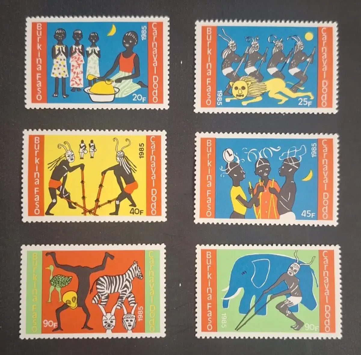 Burkina Faso 1985 Mi. 1076-1081 Dodo Carnival Masks Dance Elephant