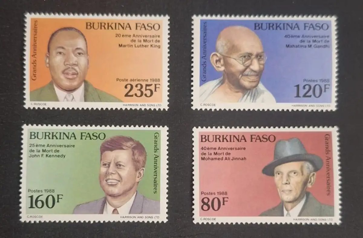Burkina Faso 1988 Mi. 1190-1193 King Gandhi Kennedy Jinnah