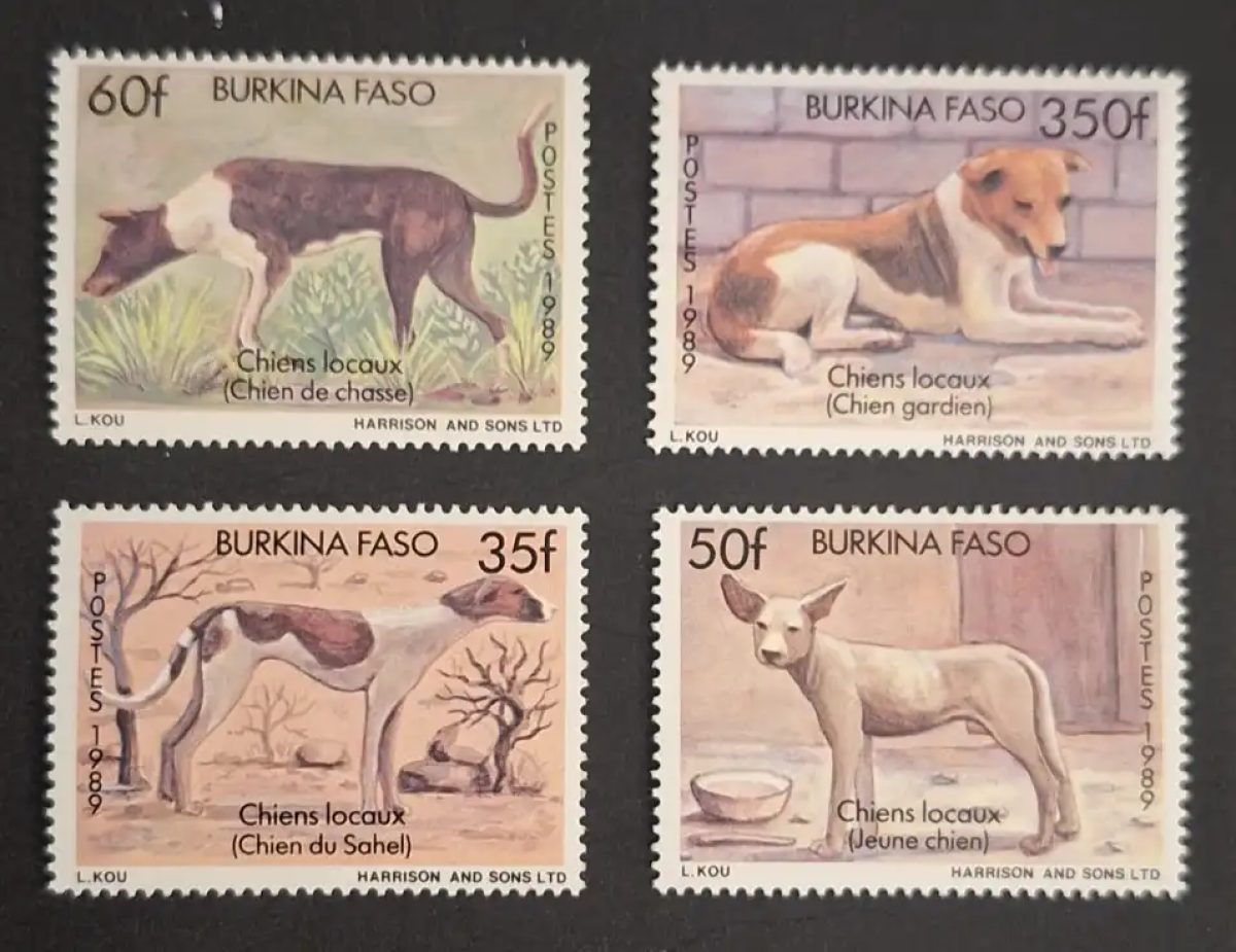 Burkina Faso 1989 Mi. 1214-1217 local dogs hunting guardian Sahel