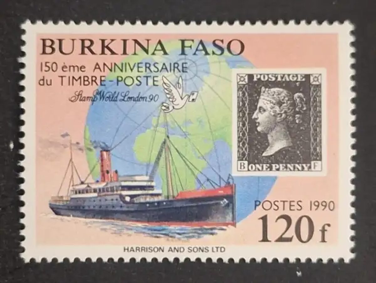 Burkina Faso 1990 Mi. 1224 Penny Black anniversaire navire colombe