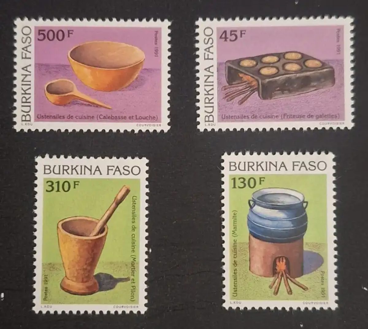 Burkina Faso 1991 Mi. 1264-1267 ustensiles cuisine traditionnelle