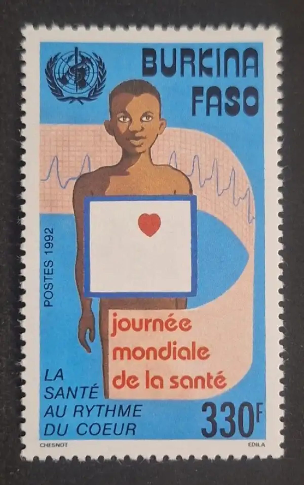 Burkina Faso 1992 Mi. 1269 Journée mondiale santé cœur OMS médecine