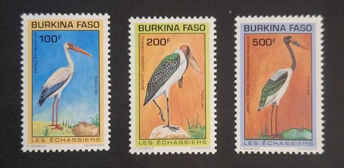Burkina Faso 1993 Mi. 1284-1286 échassiers oiseaux ibis marabout jabiru
