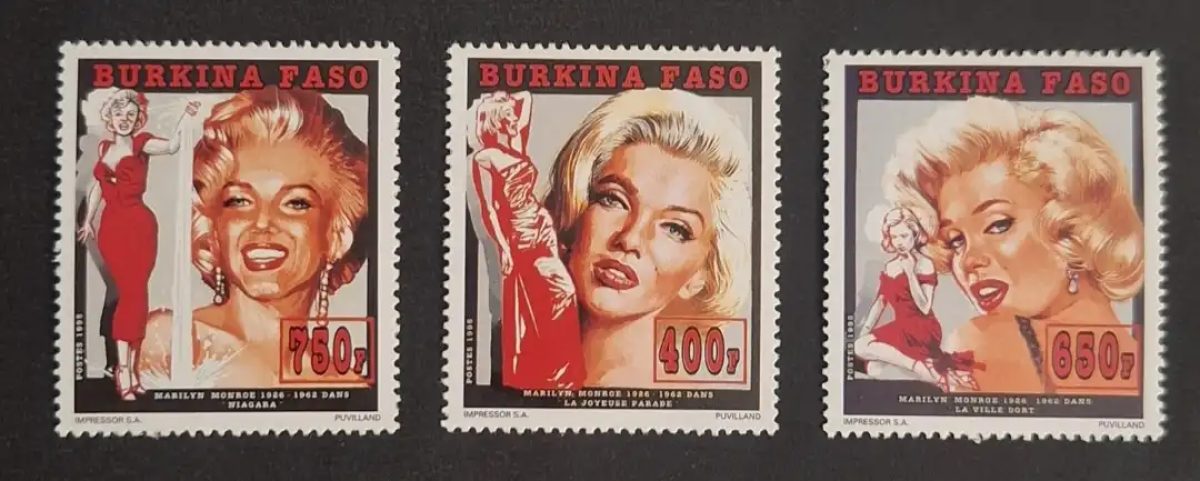 Burkina Faso 1995 Mi. 1350-1352 Marilyn Monroe cinéma Niagara