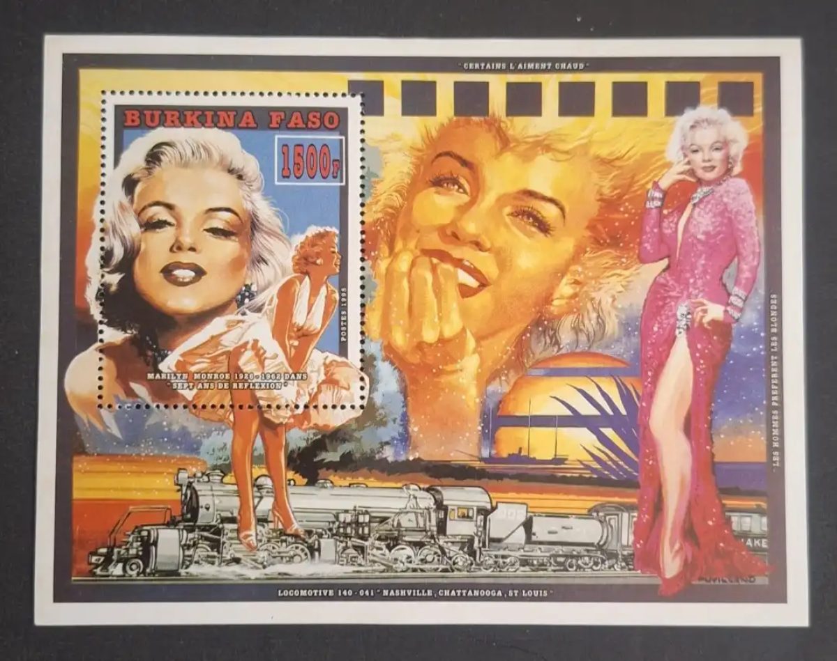 Burkina Faso 1995 Mi. Bl. 147 Marilyn Monroe locomotive cinéma train