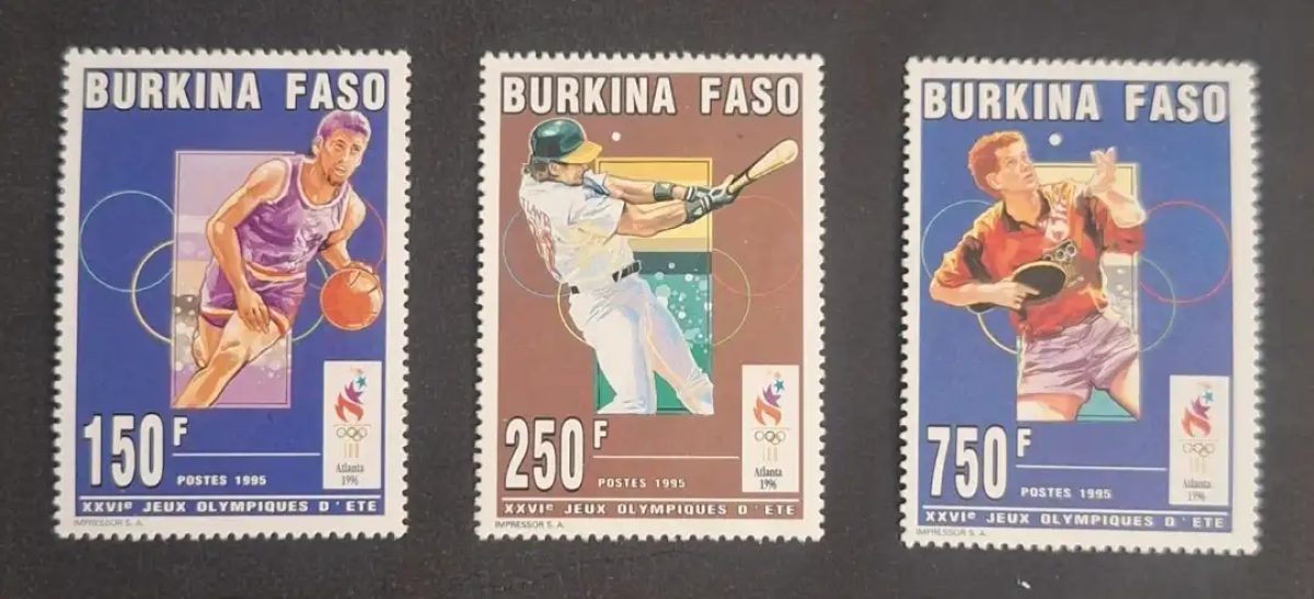 Burkina Faso 1995 Mi. 1357-1359 Atlanta 1996 Olympics basketball baseball