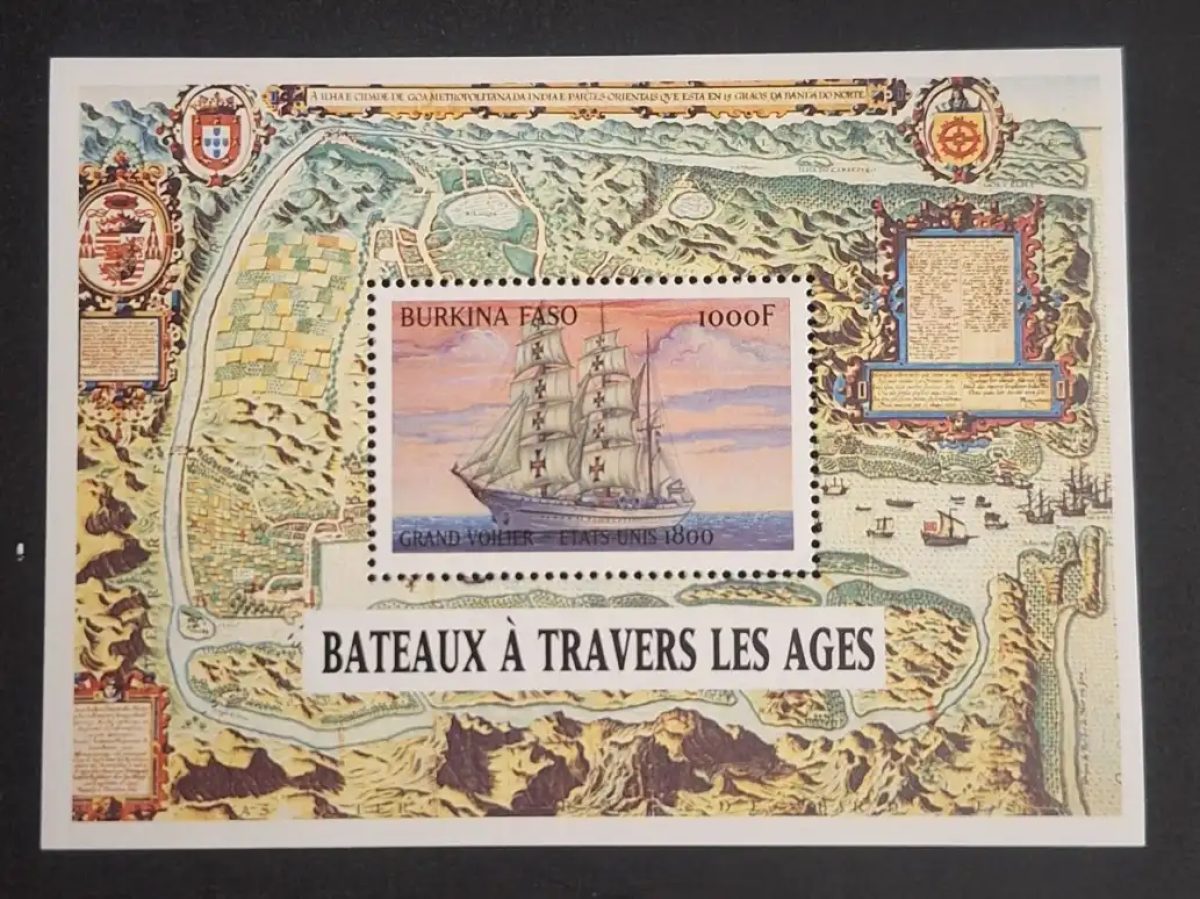 Burkina Faso 1999 Mi. Bl. 189 bateaux voilier carte ancienne navigation