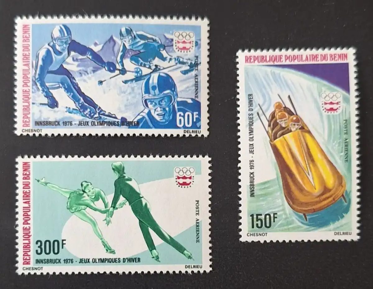 Bénin 1976 Mi. 46-48 Jeux Olympiques hiver Innsbruck bobsleigh ski