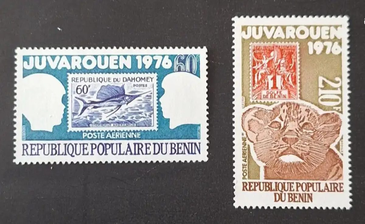 Bénin 1976 Mi. 59-60 Juvarouen poste aérienne poisson lion philatélie