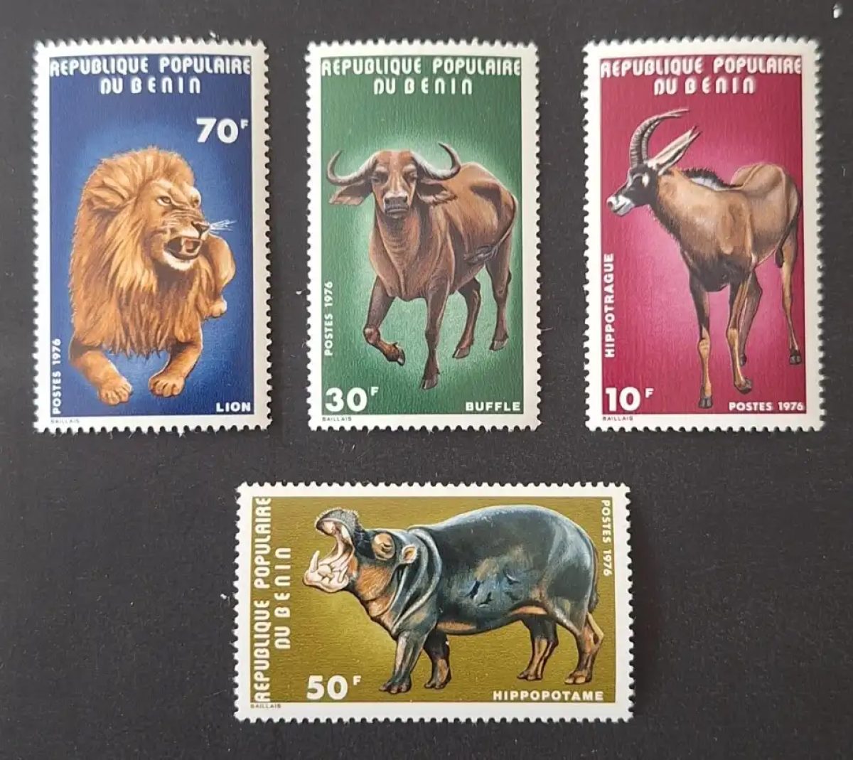 Bénin 1976 Mi. 71-74 lion buffle hippotrague hippopotame faune Afrique