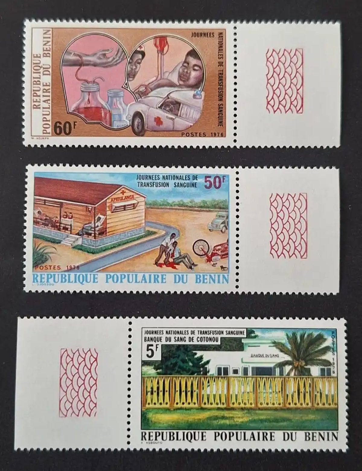 Bénin 1976 Mi. 75-77 Journées transfusion sanguine Croix-Rouge