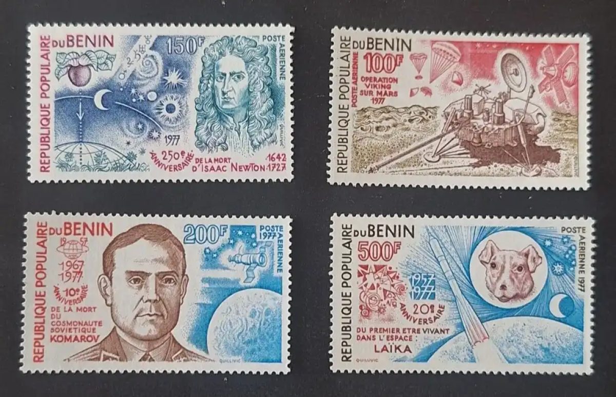 Bénin 1977 Mi. 116-119 Newton Viking Mars Komarov Laïka espace