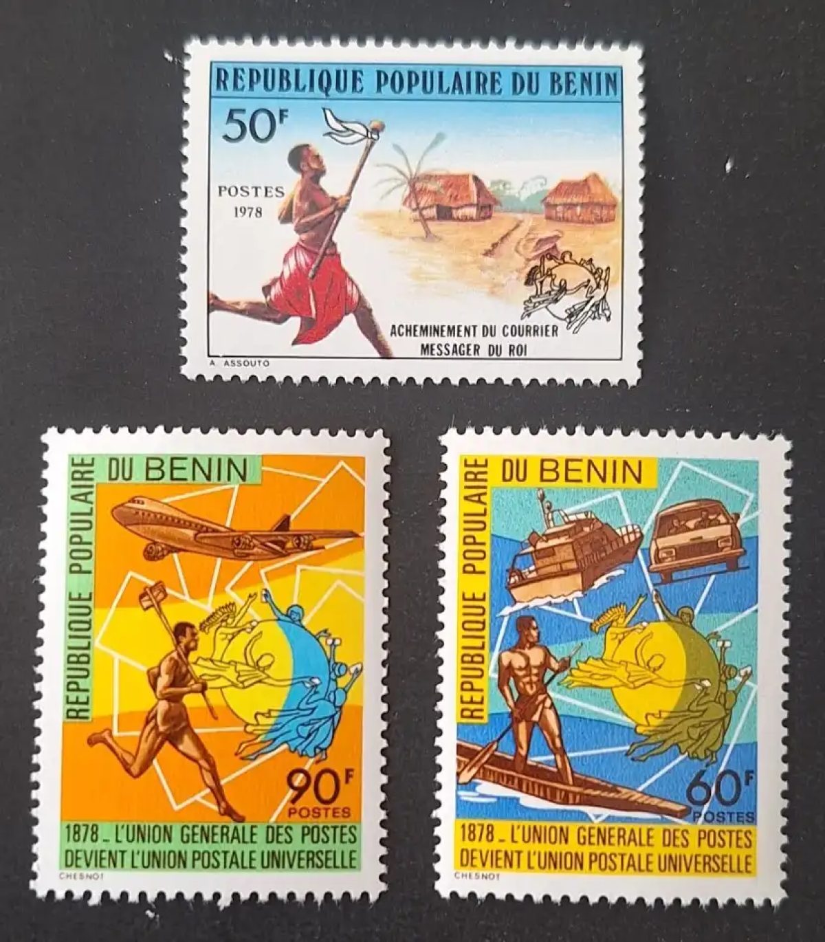 Bénin 1978 Mi. 163-165 Union Postale Universelle UPU messager courrier