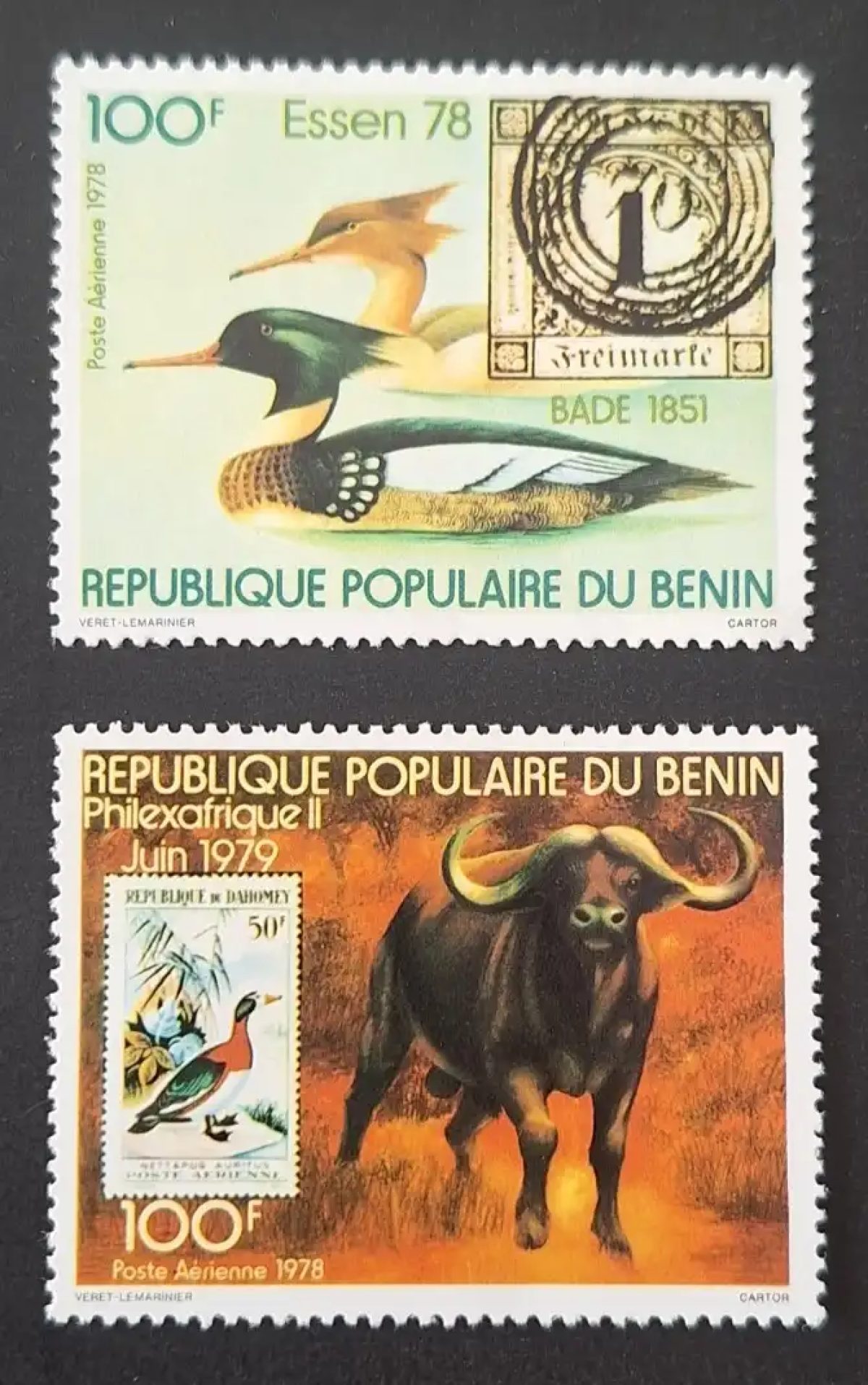 Bénin 1978 Mi. 166-167 Poste aérienne Essen Philexafrique oiseaux