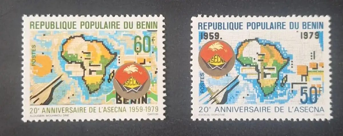 Bénin 1979 Mi. 195-196 20e anniversaire ASECNA carte Afrique aviation
