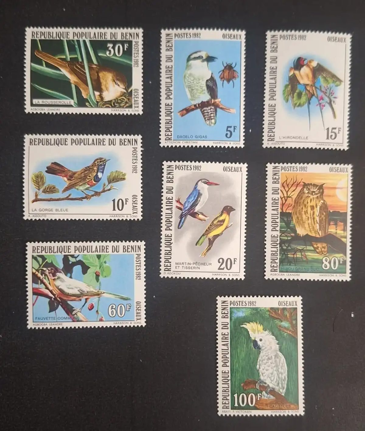 Bénin 1982 Mi. 288-295 oiseaux hibou cacatoès martin-pêcheur