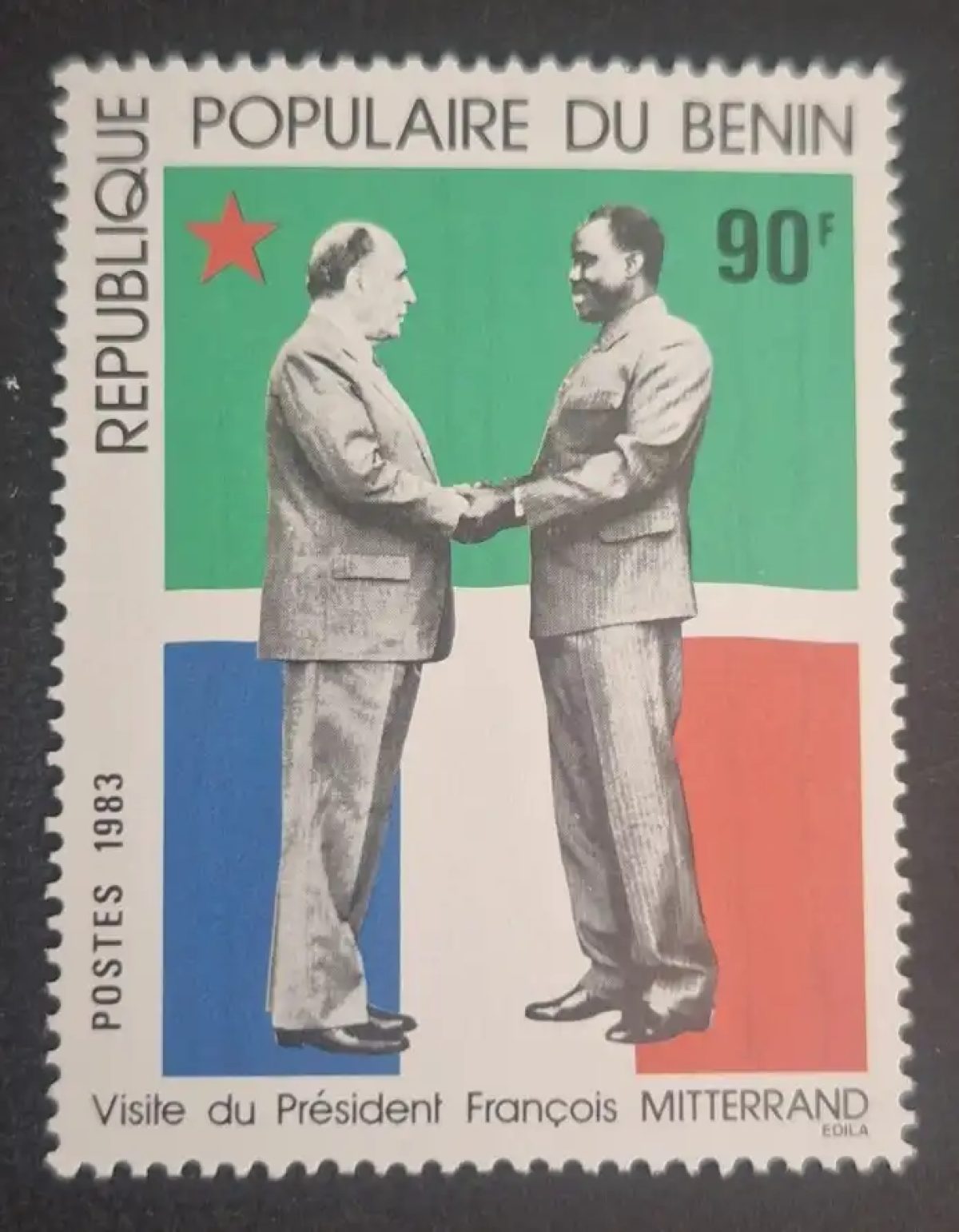 Bénin 1983 Mi. 306 Visite Président Mitterrand Kérékou drapeaux