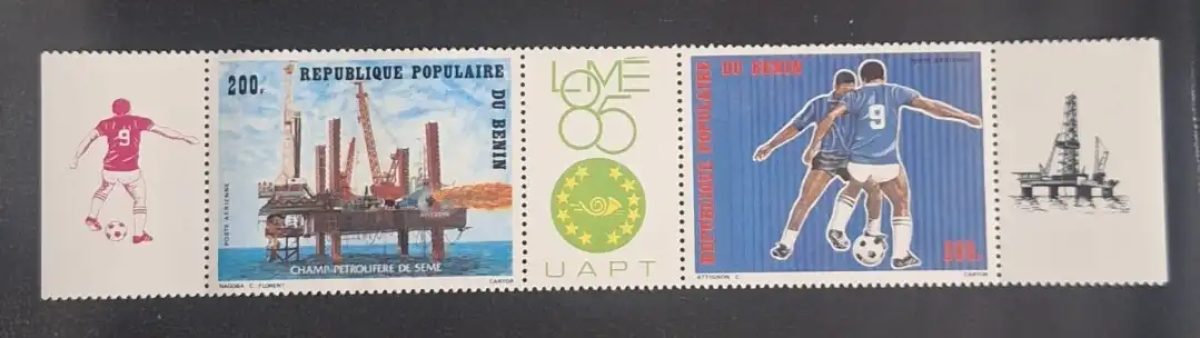 Bénin 1985 Mi. 401-402 Lomé UAPT pétrolifère Sémé football pétrole