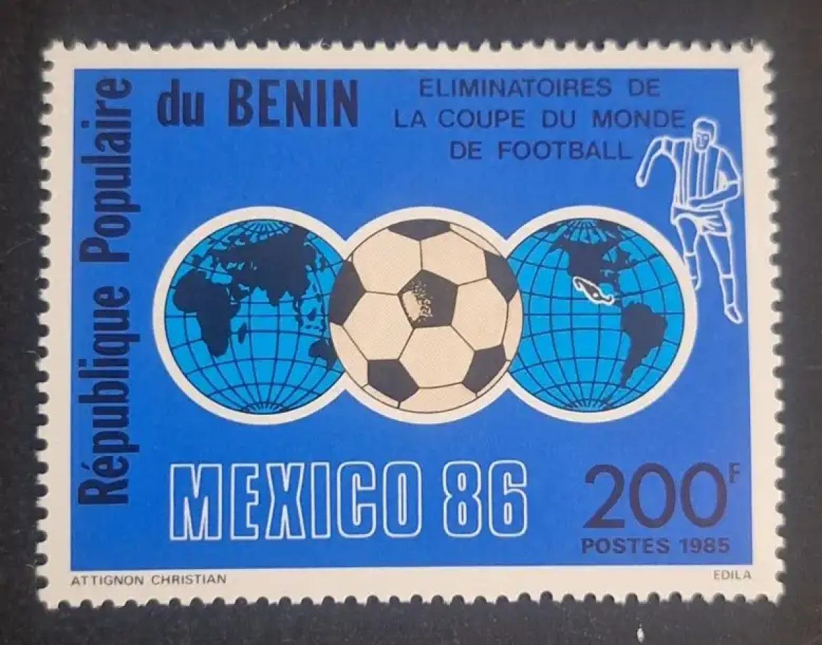 Bénin 1985 Mi. 404 Coupe du Monde football Mexico 86 éliminatoires