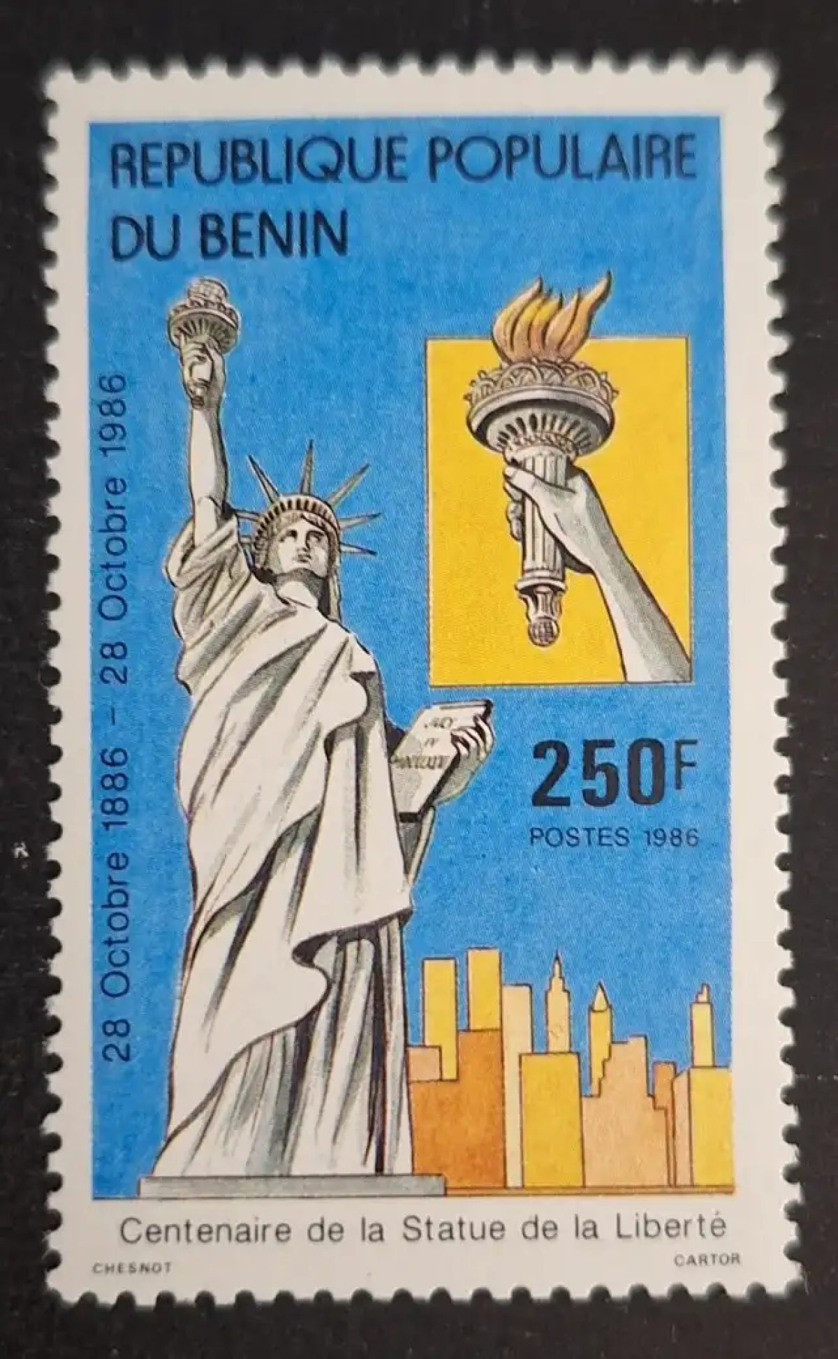 Bénin 1986 Mi. 448 Centenaire Statue Liberté New York flambeau