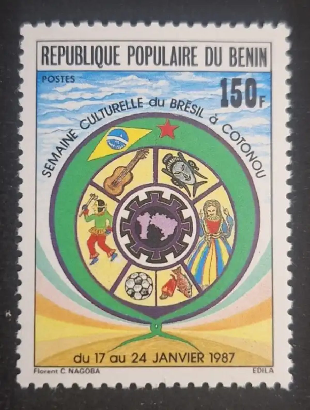Bénin 1987 Mi. 452 Semaine culturelle Brésil Cotonou football danse