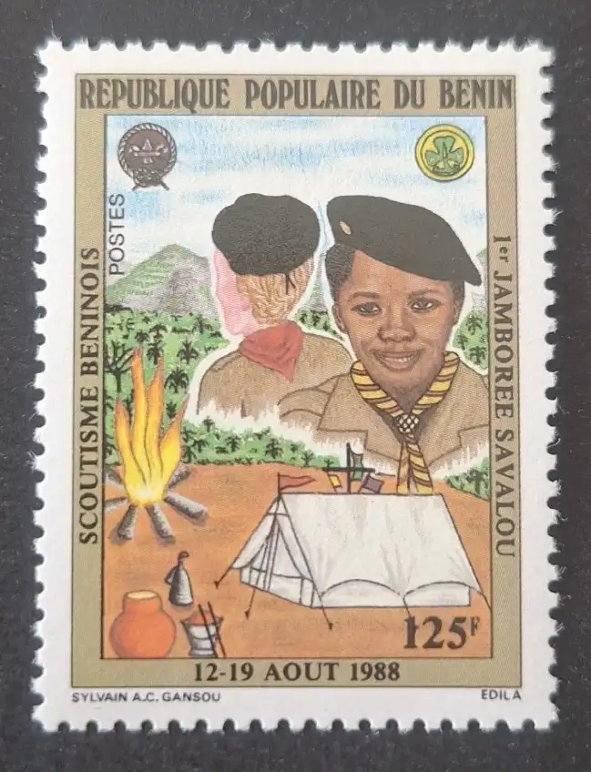 Bénin 1988 Mi. 466 Scoutisme béninois 1er Jamboree Savalou camping