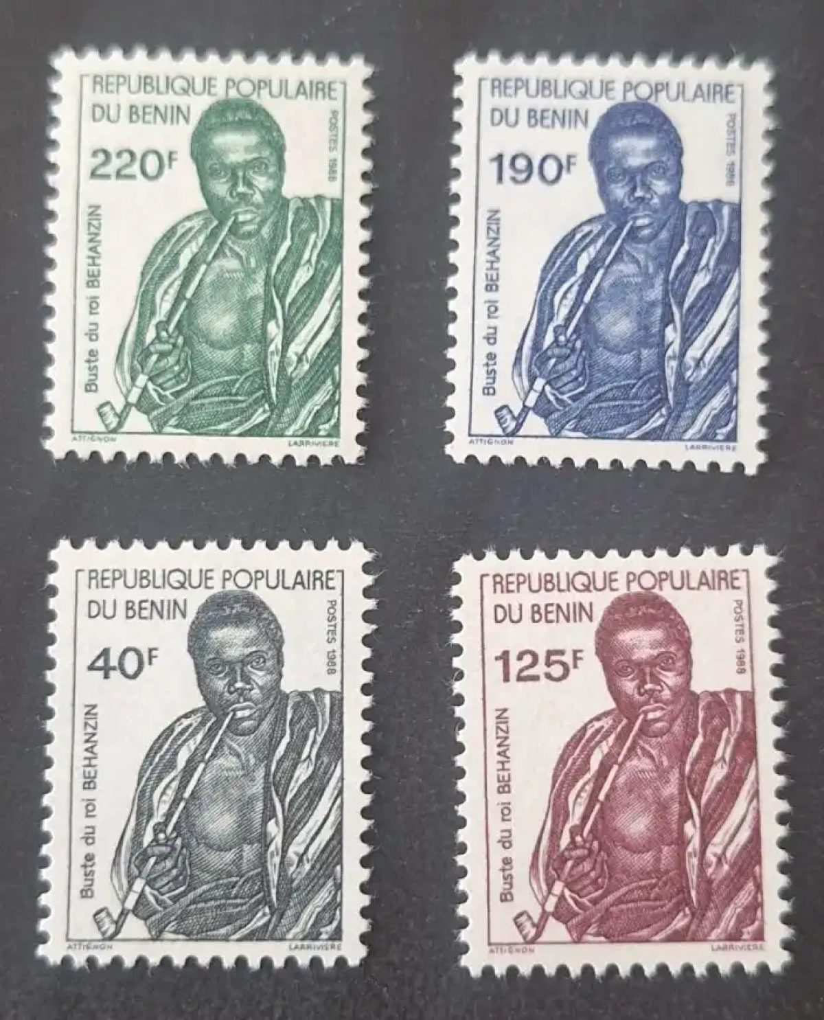 Bénin 1988 Mi. 470-473 Buste roi Behanzin Dahomey royauté africaine