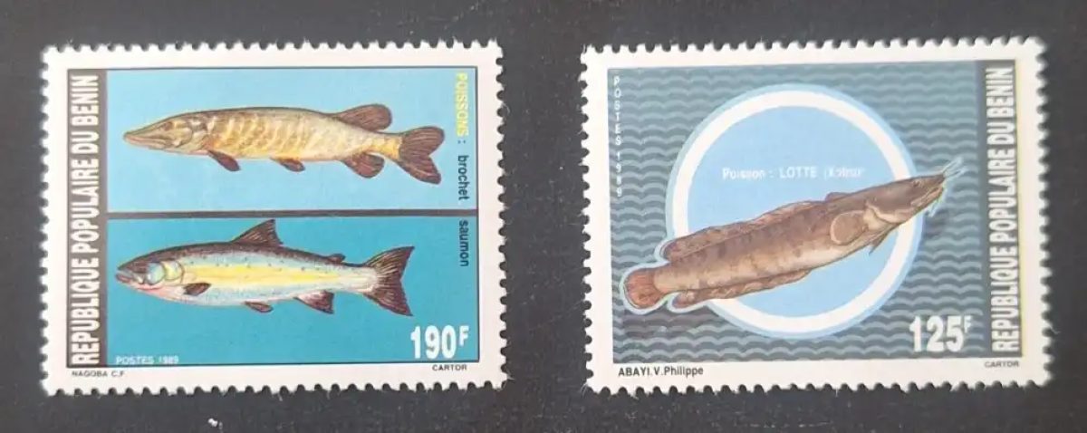 Benin 1989 Mi. 485-486 Fische Hecht Lachs Quappe Wasserfauna