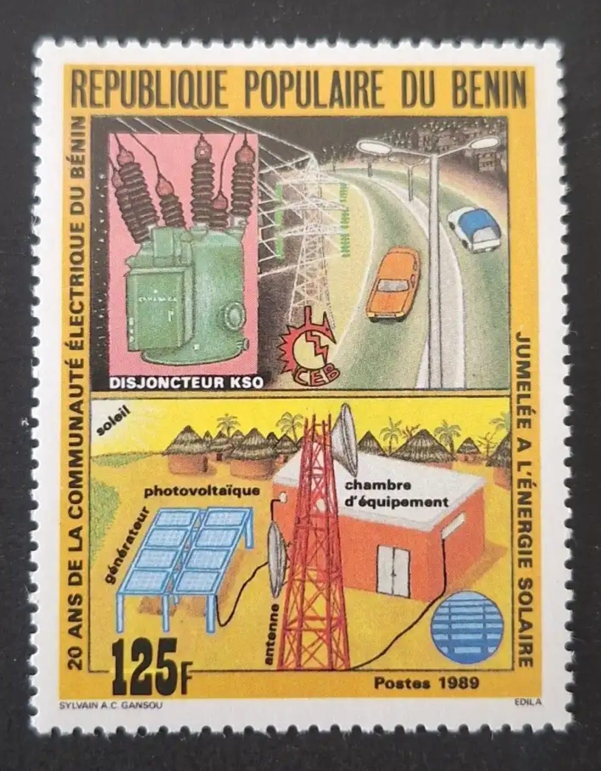 Benin 1989 Mi. 487 Electric Community Solar Photovoltaic Energy