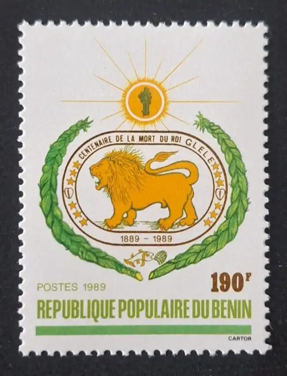Bénin 1989 Mi. 488 Centenaire mort Roi Glélé lion armoiries