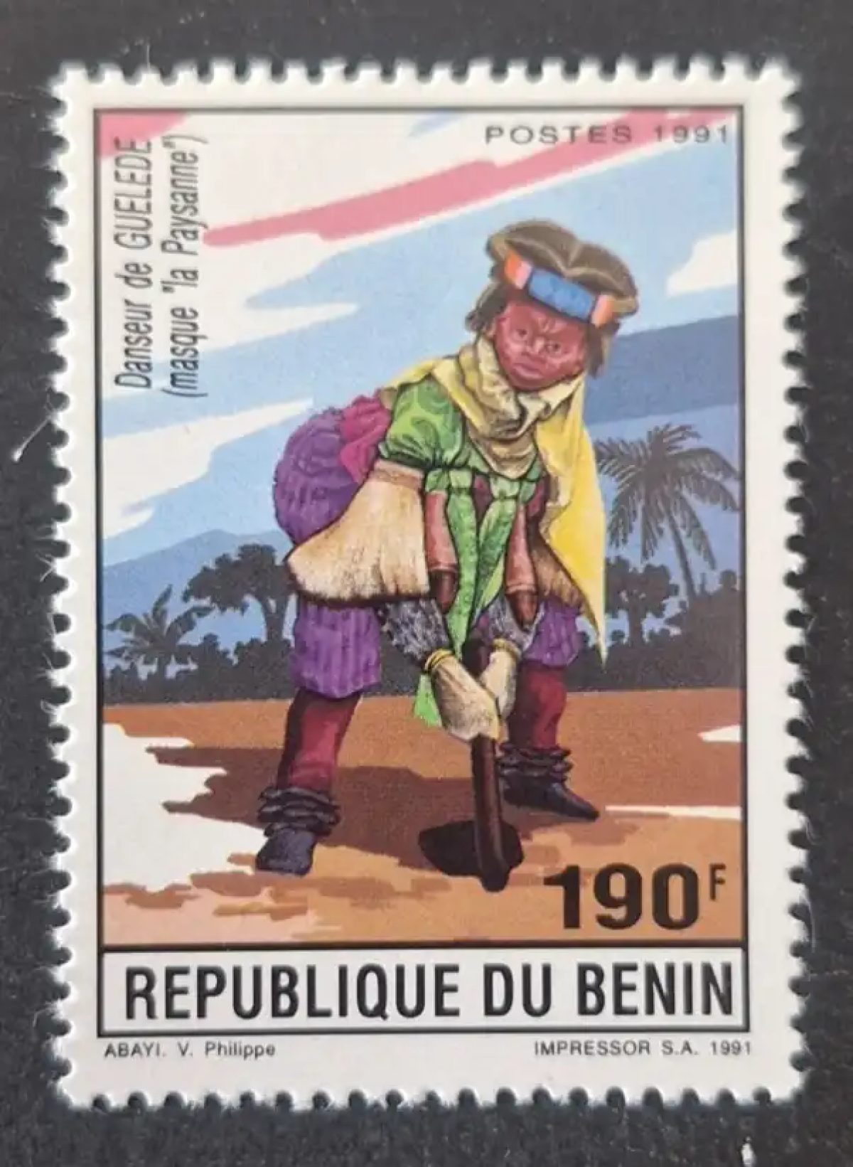 Bénin 1991 Mi. 510 Danseur Guélédé masque Paysanne danse africaine