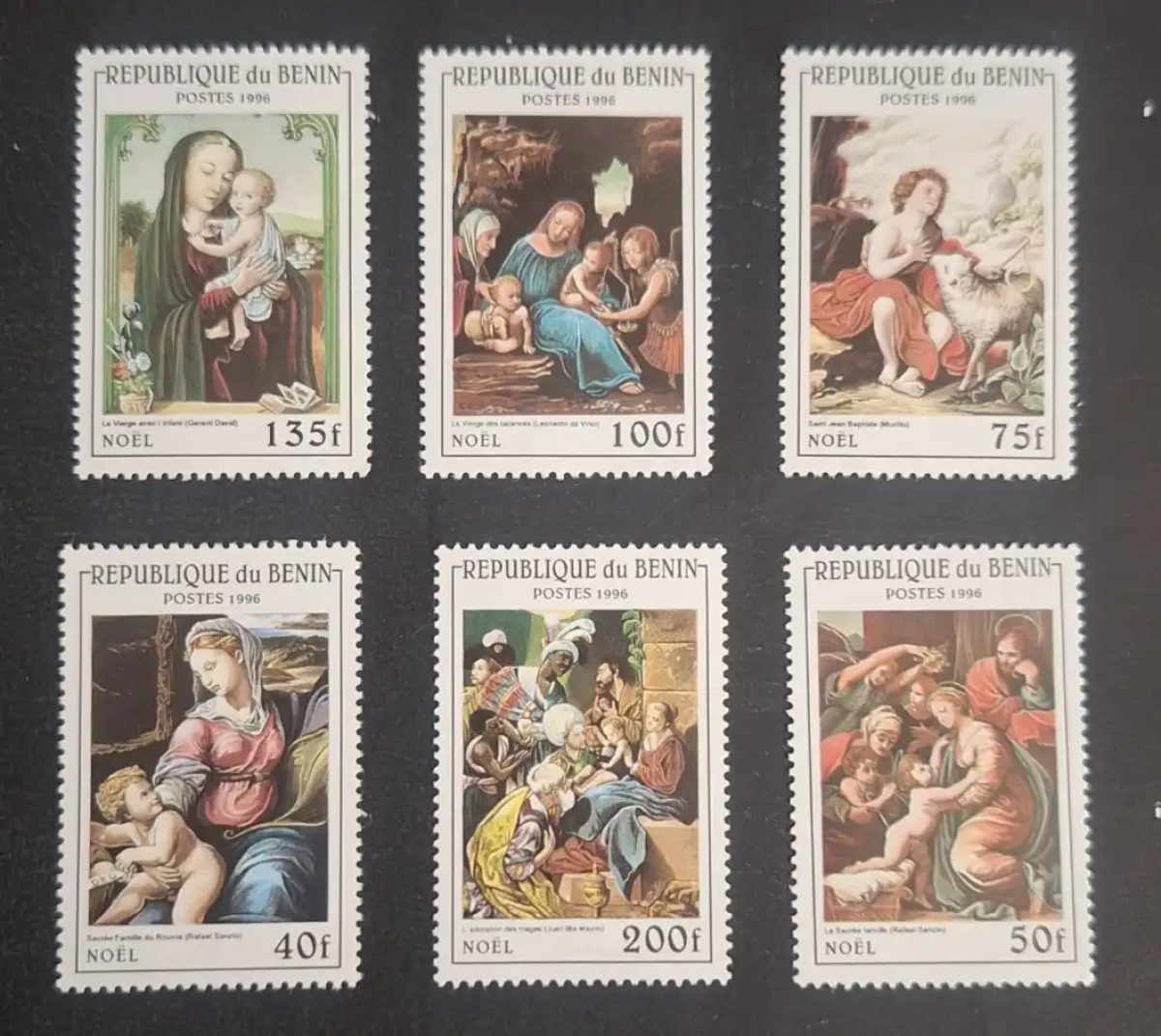Bénin 1996 Mi. 792-797 Noël peintures Vierge Raphaël Vinci Murillo