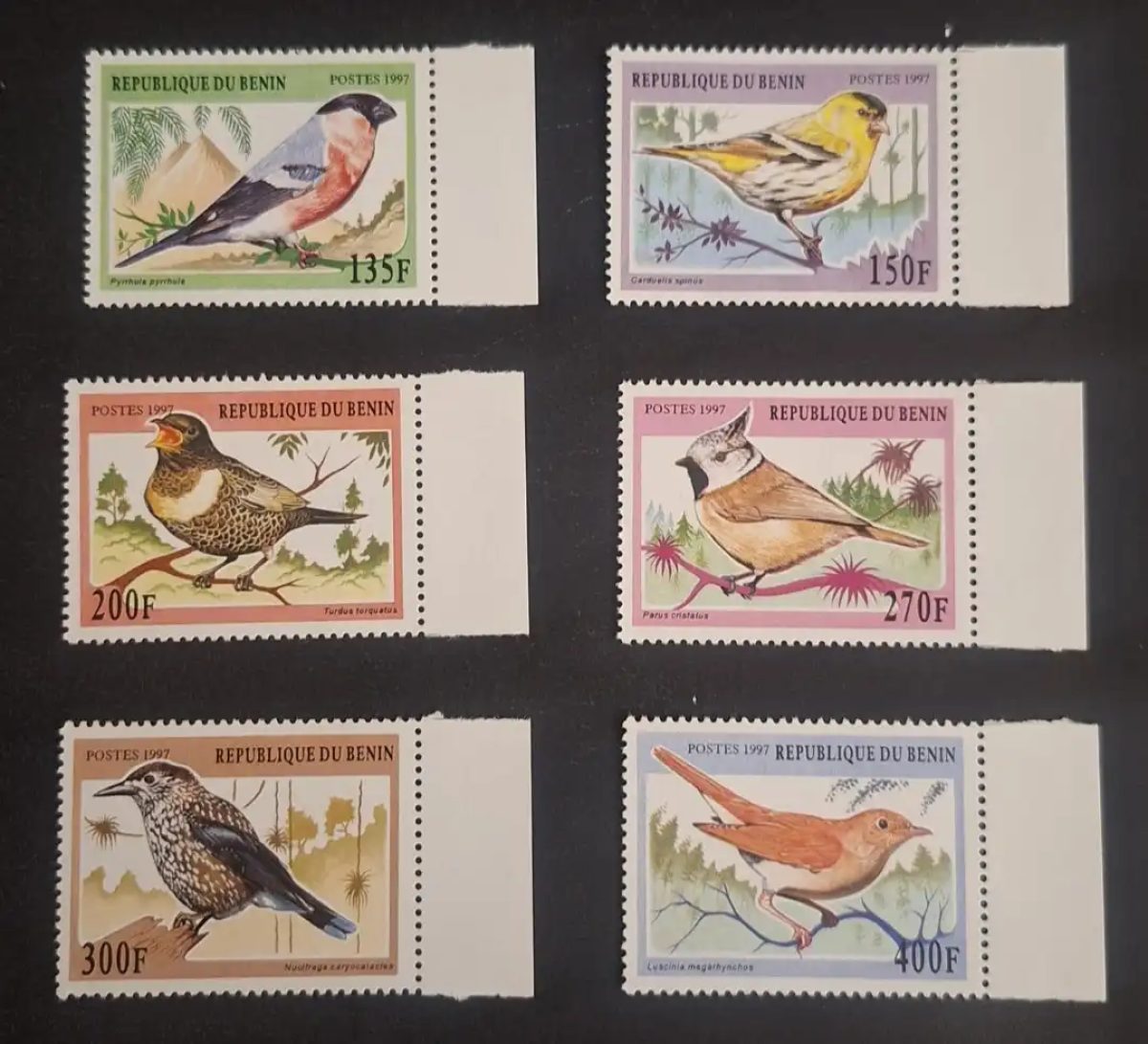 Bénin 1997 Mi. 957-962 oiseaux bouvreuil tarin mésange rossignol