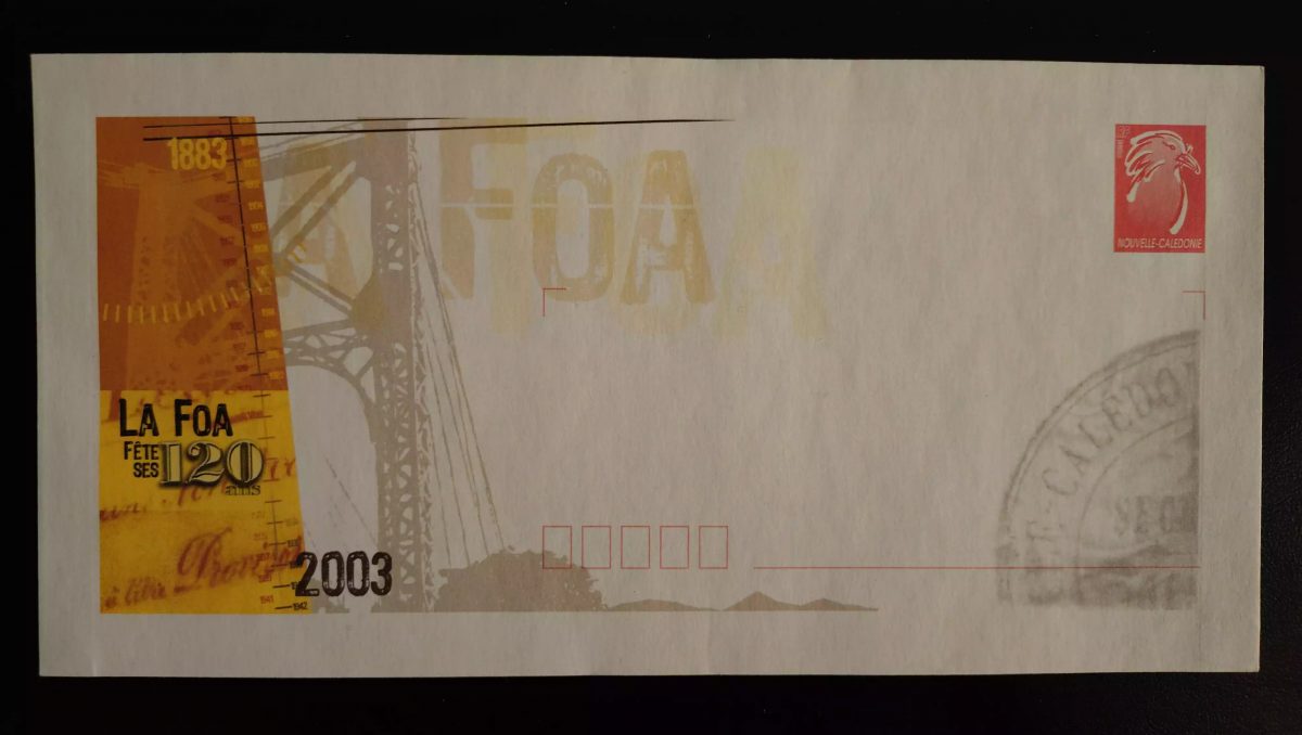 Nouvelle Calédonie PAP entier postal La Foa fête ses 120 ans 1883 2003