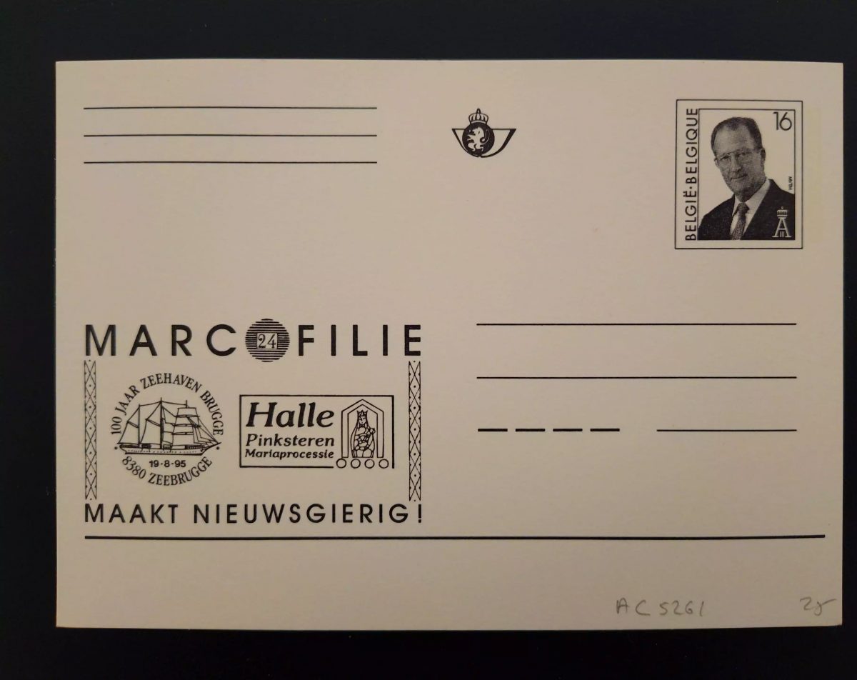 Belgien Ganzsache Marcophilie 24 Zeebrugge 1995 König Albert II