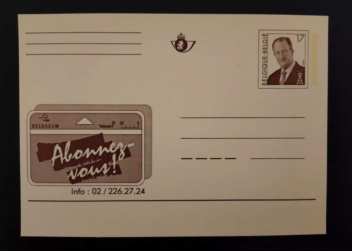 Belgique entier postal Belgacom Telecard Abonnez-vous roi Albert II FR