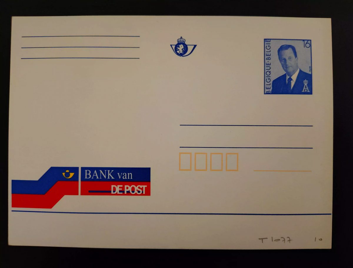 Belgien Ganzsache Umschlag König Albert II 16F Bank van De Post neu NL