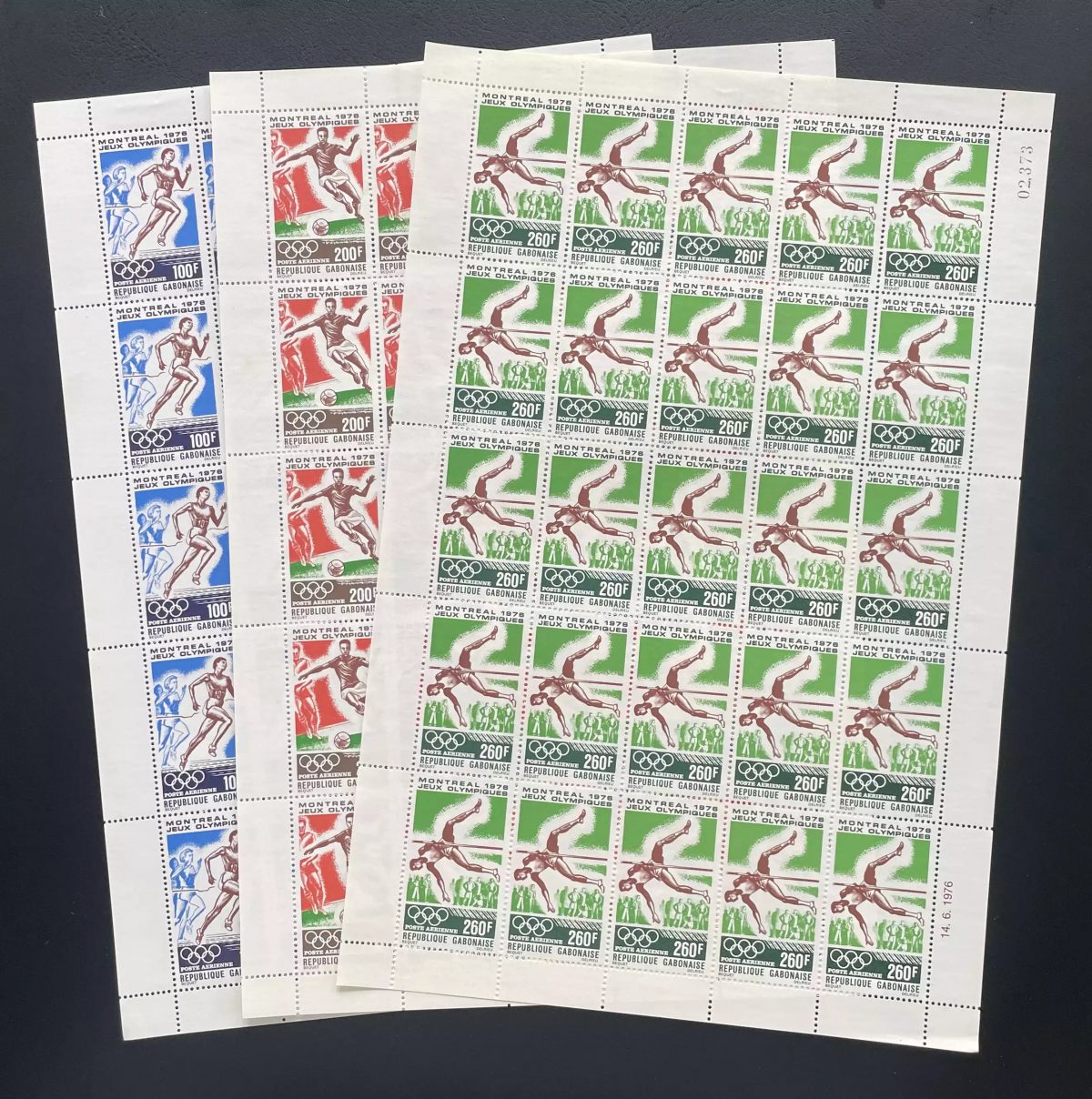 Gabon 1976 YT PA 184-186 planche jeux olympiques Montréal olympique football