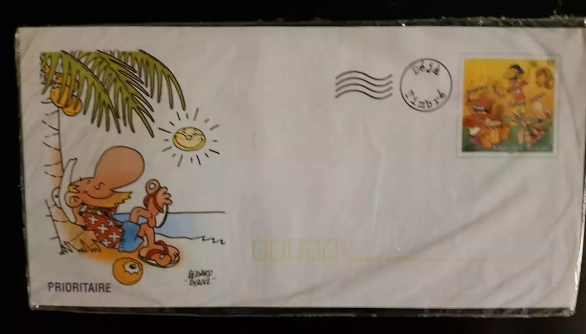 PAP Prioritaire Nouvelle Calédonie illustré plage palmier Déjà Timbré