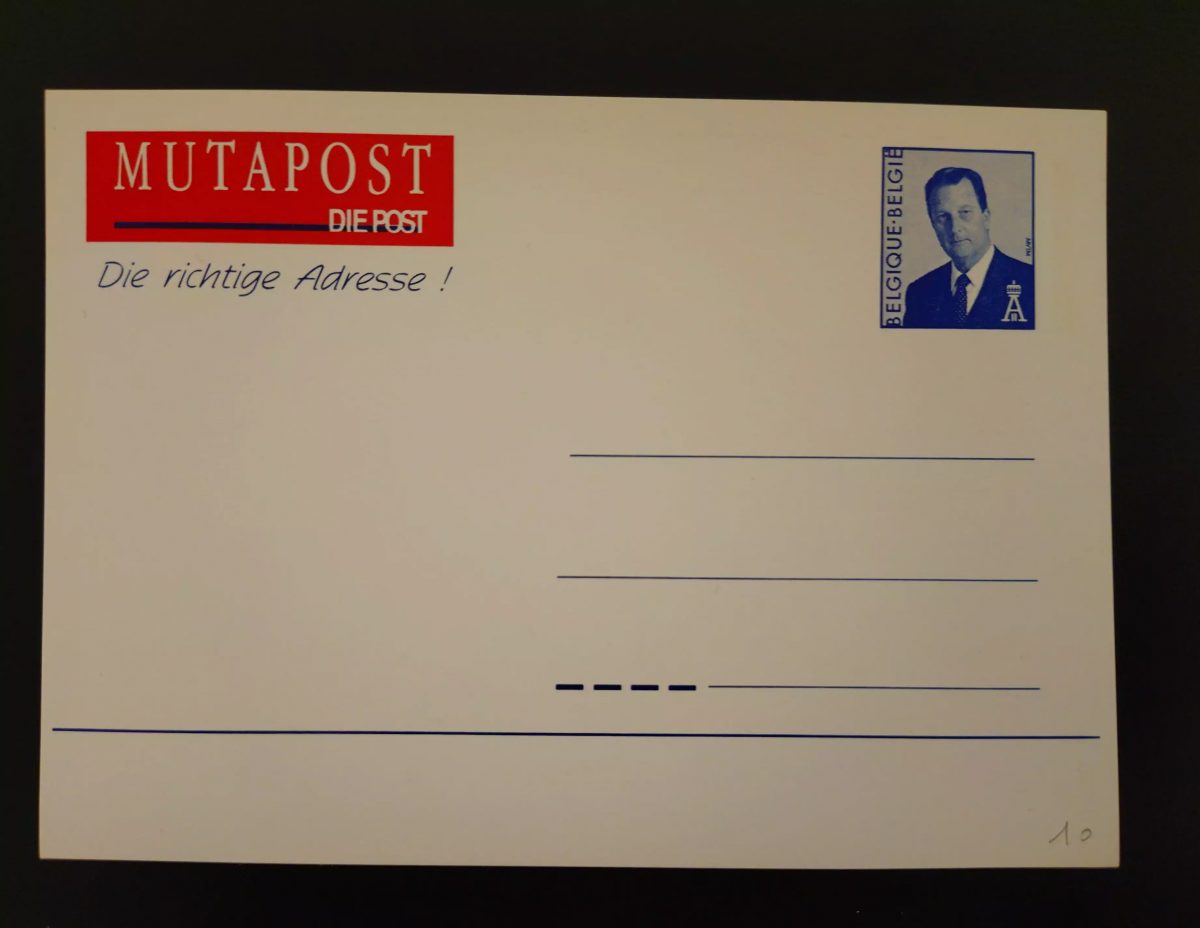Belgique entier postal Mutapost changement adresse Roi Albert II 1996 DE