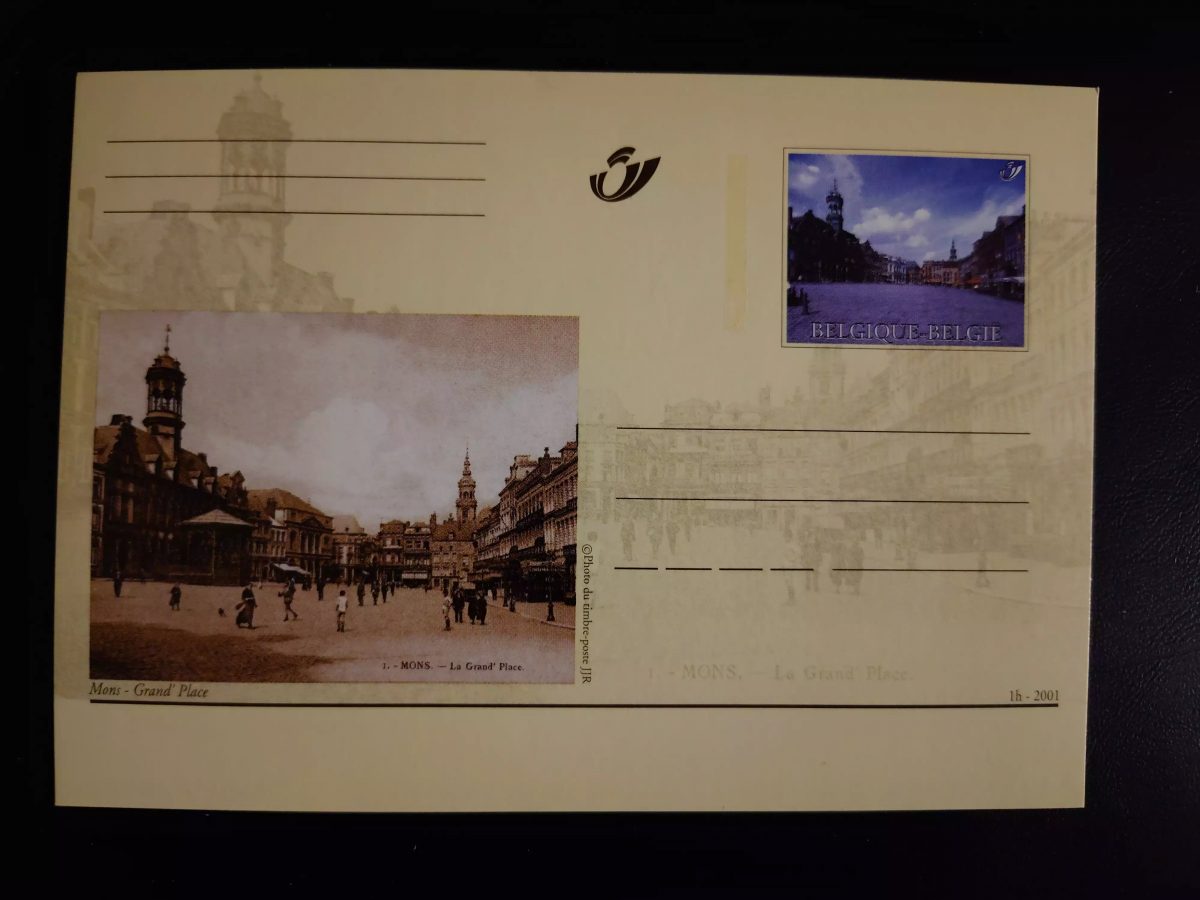 Belgique 2001 entier postal illustré Mons Grand Place neuf