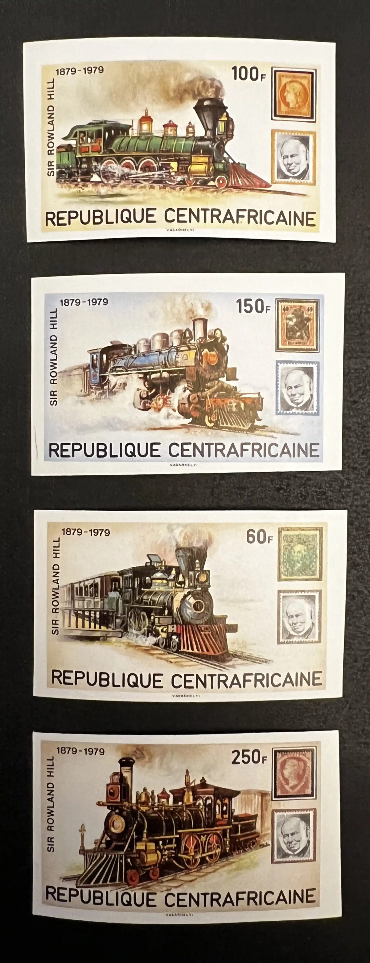 Centrafrique 1979 Mi. 648-51B ND Rowland Hill locomotives trains