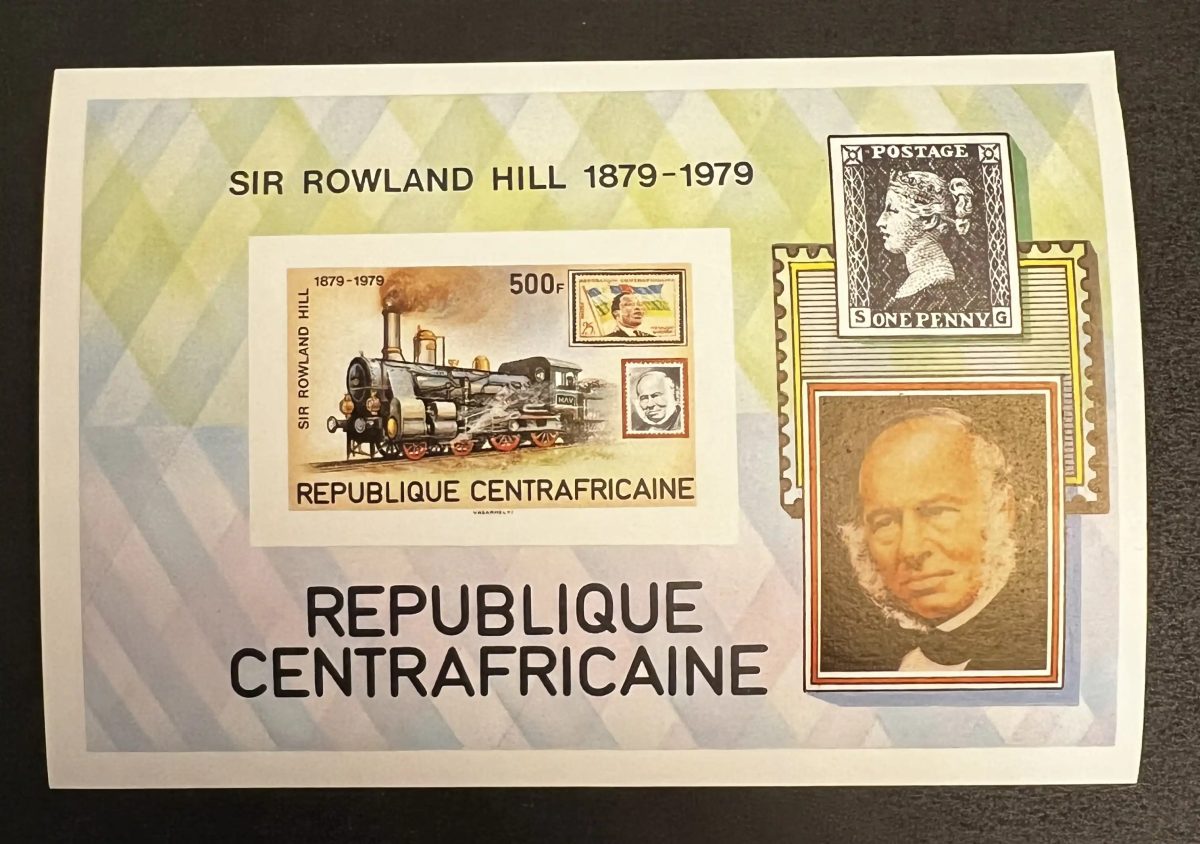 Centrafrique 1979 Mi. Bl. 70 ND Rowland Hill Penny Black locomotive