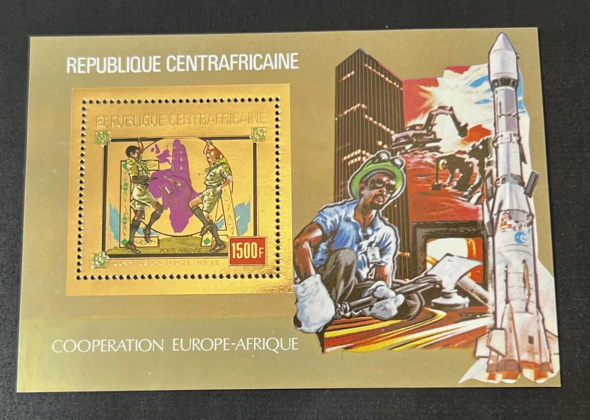 Centrafrique 1980 Mi. Bl. 97A Coopération Europe-Afrique scoutisme or