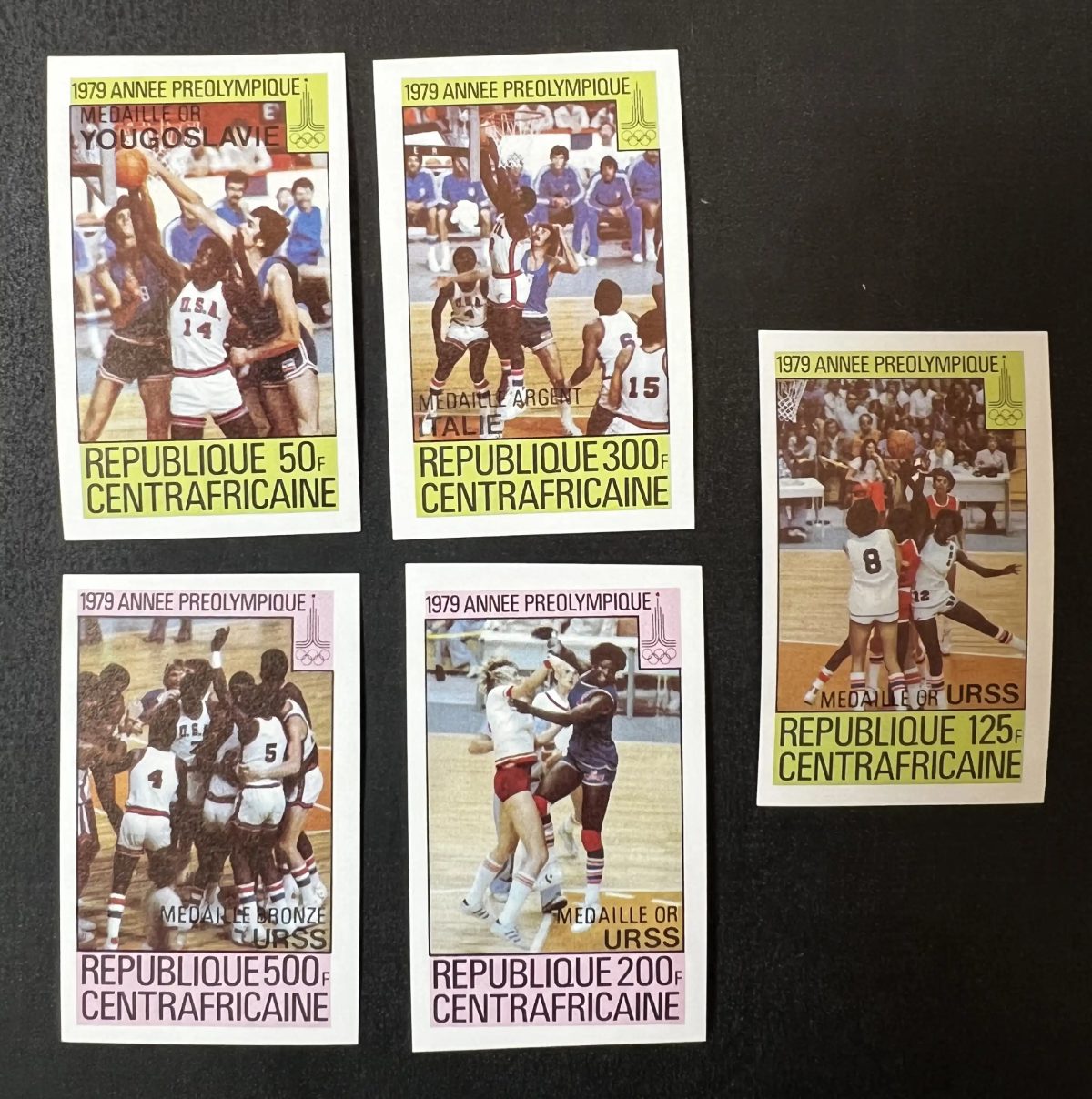 Zentralafrika 1979 Mi. 697-701B ungez. Basketball Vor-Olympia Moskau