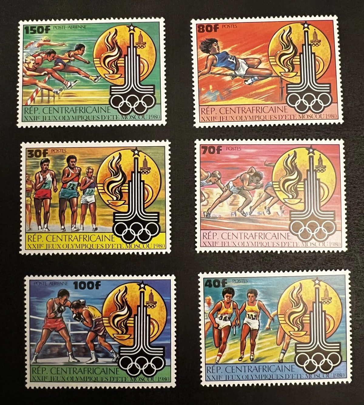 Central Africa 1980 Mi. 679-684 Moscow Olympics athletics boxing